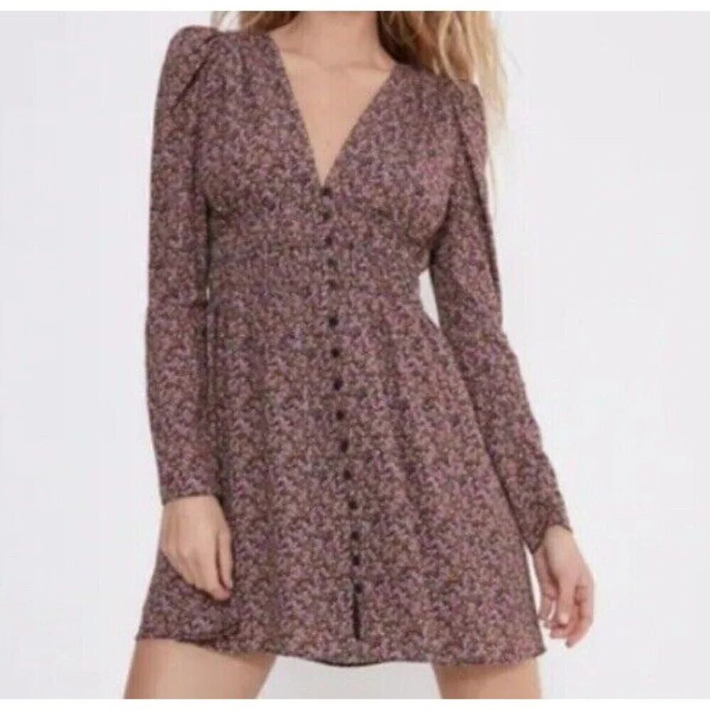 NWOT Zara Ditsy Floral Print Smocked Waist Mini Dress Size M (N18)